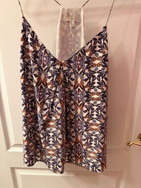 Joie White Camisole with cream & multi-color  butterfly Print